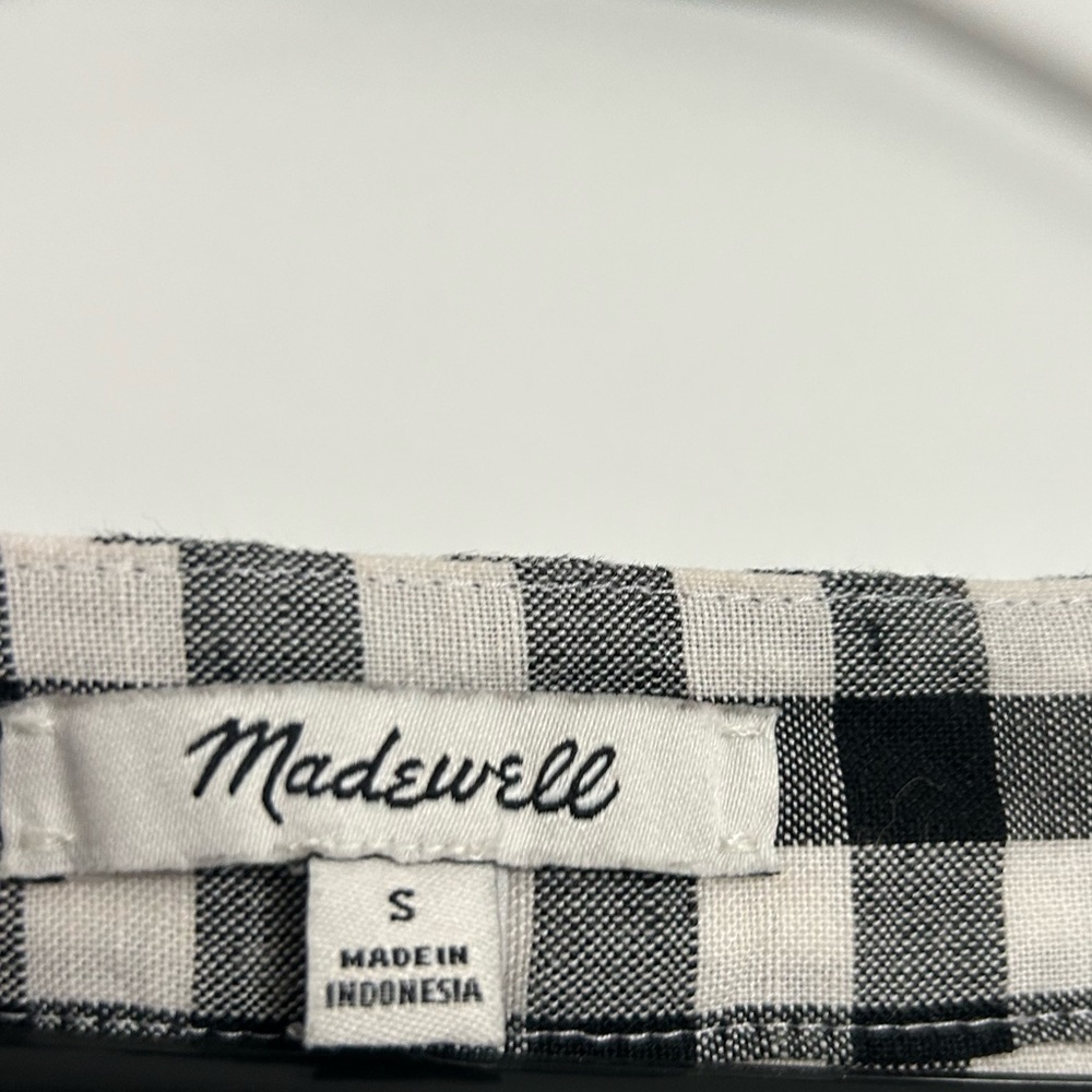 Madewell Women Linen Blend Allie Mini Dress in Gingham Check size small preppy - Picture 12 of 15